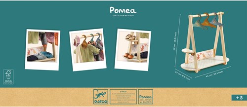 Djeco POMEA COLLECTION - ACCESSOIRES POMEA Grand portant vêtements, 3 cintres - FSC 100%