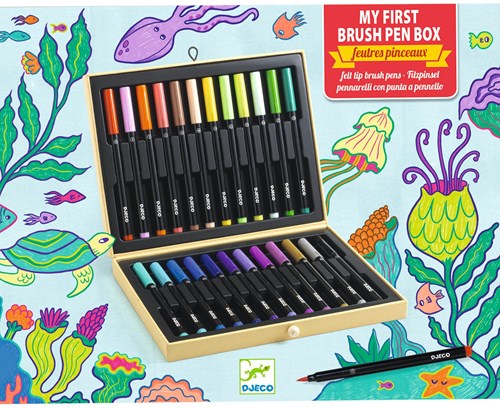 Djeco LES COULEURS DES GRANDS - COFFRETS COULEURS Mes 1ers feutres pinceaux