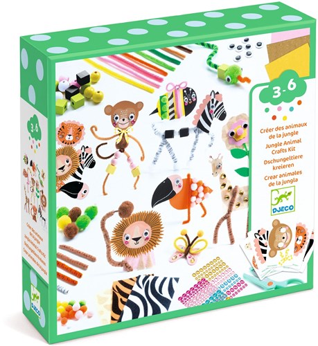 Djeco LES COULEURS DES PETITS - COFFRET Boîte à créer, Animaux de la jungle - FSC MIX