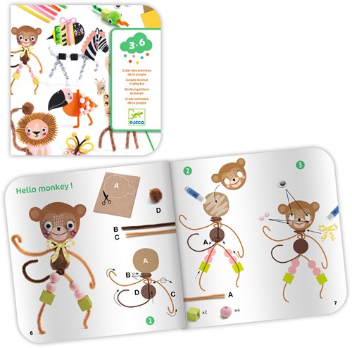 Djeco LES COULEURS DES PETITS - COFFRET Boîte à créer, Animaux de la jungle - FSC MIX