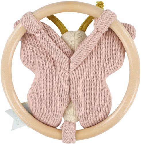 Trixie baby rattle toy butterfly organic cotton pink-2