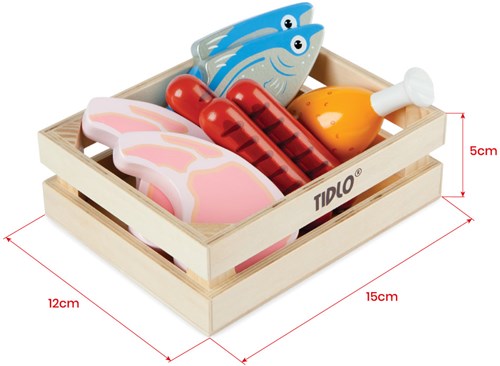 Tidlo wooden toy meat and fish set - educational pretend play-3