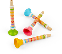 BigJigs wooden trumpet toy multi colour FSC certified-2