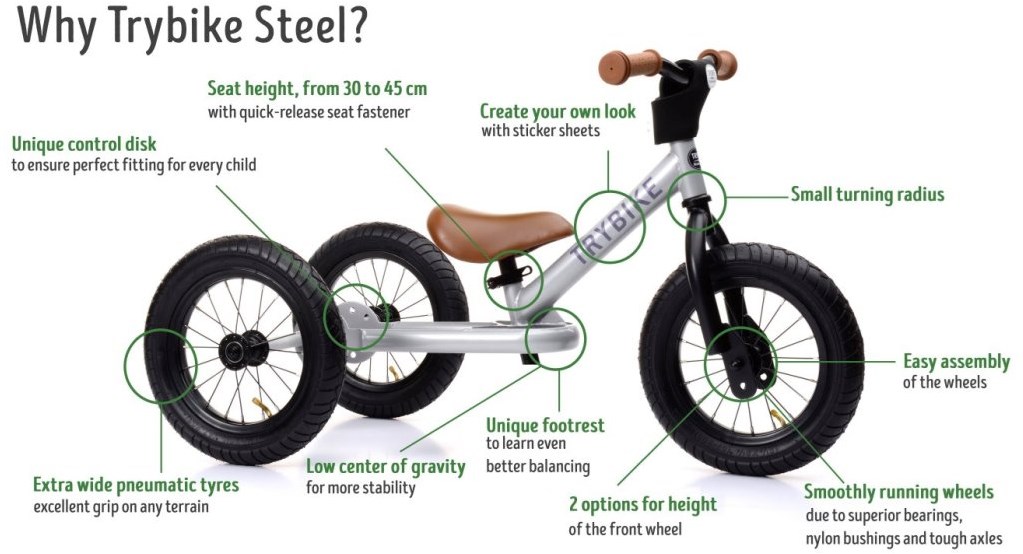 Trybike loopfiets 2-in-1 zwart staal