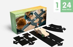 Waytoplay flexible toy road highway set with wooden car - 24 pieces