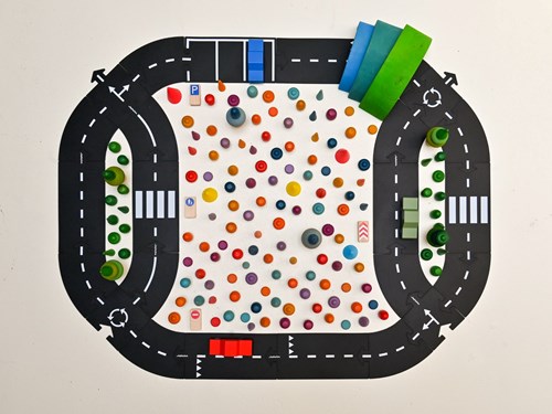 Waytoplay flexible toy road highway set with wooden car - 24 pieces-3