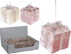 Home & Styling Christmas hanger gift velour pink 7cm decoration