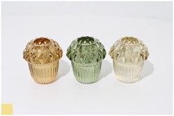 Home & Styling glass candle holder with beads - atmospheric green tealight