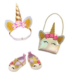 Poppen Accessoires Glitter Eenhoorn Set, 38-45 cm
