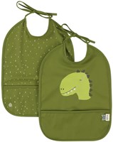 Trixie washable bib 2-pack - Mr. Dino - waterproof - green - adjustable