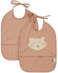 Trixie waterproof bibs set - baby bib Mrs. Cat 2-pack pink recycled polyester