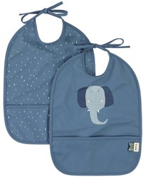 Trixie baby bib 2-pack waterproof Mrs. Elephant - Washable and blue
