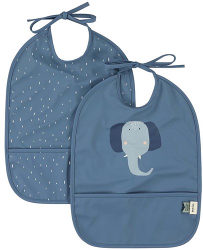 Trixie baby bib 2-pack waterproof Mrs. Elephant - Washable and blue