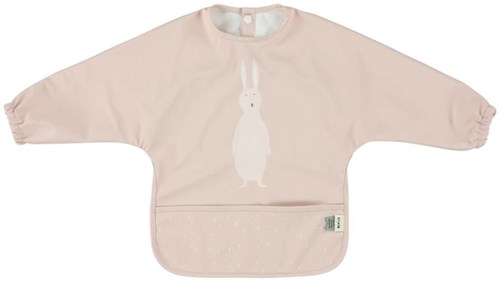 Trixie bib with sleeves - Waterproof baby bib Mrs. Rabbit pink