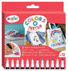 Aladine textile markers for kids - creative fabric marker set 12 colors