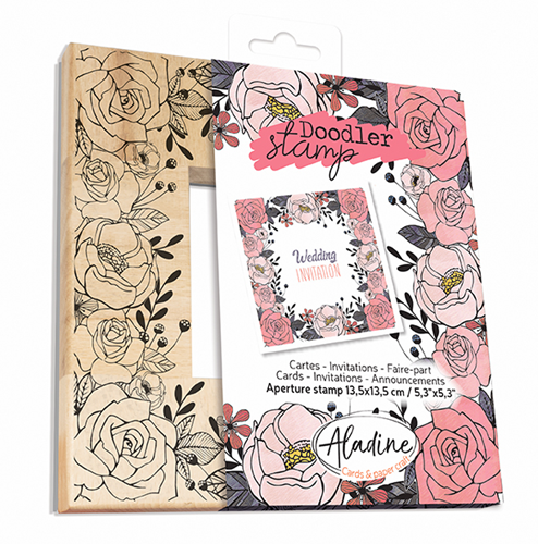 Aladine Aladine Houten Doodler Stempel 13,5x13,5 cm Bloemen