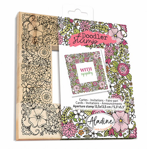 Aladine Aladine Houten Doodler Stempel 13,5x13,5 cm Lente Bloemen