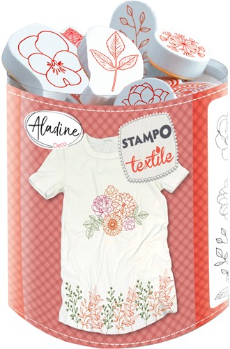Aladine Aladine Stampo Stempel Set Textiel Bloemen en Bladeren 19 stuks