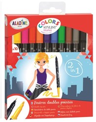 Aladine double tip markers for kids - creative coloring marker set