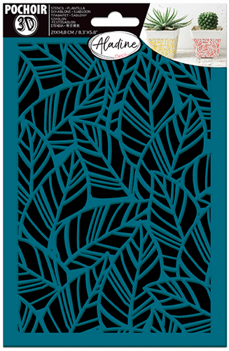 Aladine 3D Stencil Leaves - Self-Adhesive A5 Craft Stencil