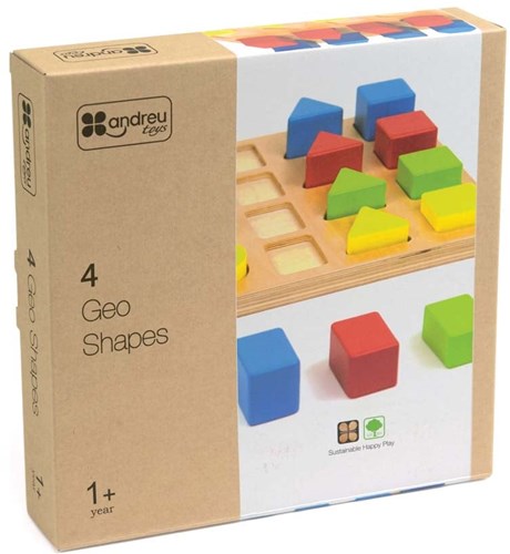 Andreu Toys ANDREU - 4 geo shapes puzzle (16+1 pieces)
