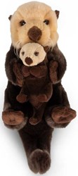 Tobar plush otter with baby - stuffed animal nature toy
