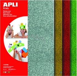 APLI Kids glitter foam craft sheets A4 silver gold red green