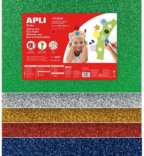 APLI Kids glitter foam craft sheets Christmas colors 60x40 cm 5 pcs