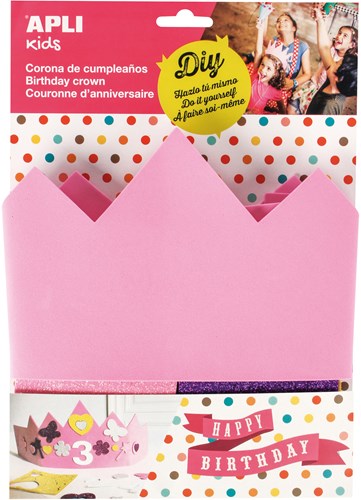 APLI Kids birthday crown pink - foam party accessory for children