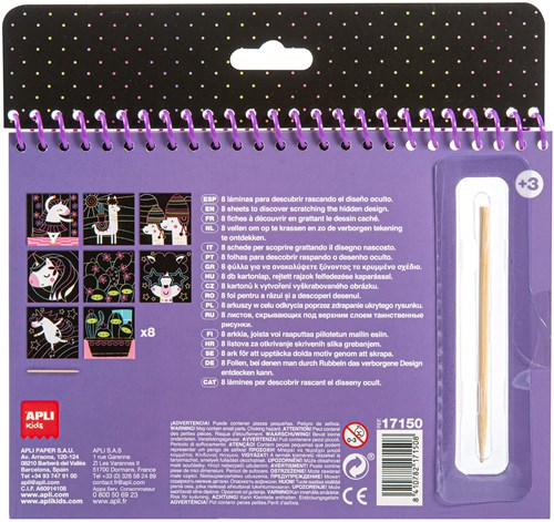 APLI Kids APLI - Happy Scratch Coloring Book (8 sheets)-2