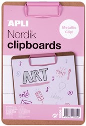 APLI Kids clipboard wood A5 pink - sturdy writing board for kids