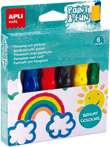 APLI Kids paint tubes with brush - poster paint set 6 colours - kids paint