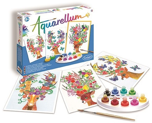 Sentosphère watercolor painting enchanted deer complete set