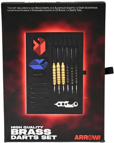 Arrow180 Brass Darts Set - 22g dart set with accessories