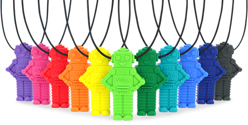 ARK Therapeutic sensory chew necklace robot dark blue for kids Speelse, robotvormige kauwketting met veel textuur voor sensorische zoekers.-2