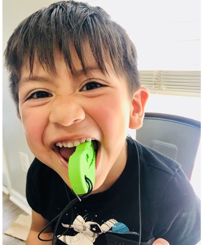 ARK Therapeutic chew necklace sensory toy T-Rex lavender XXT Stevige, brede kauwketting in T-Rex-vorm, geliefd bij dinofans, voor kinderen en volwassenen.-3