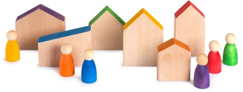 Grapat wooden toy houses and Nins - imaginative play set-2
