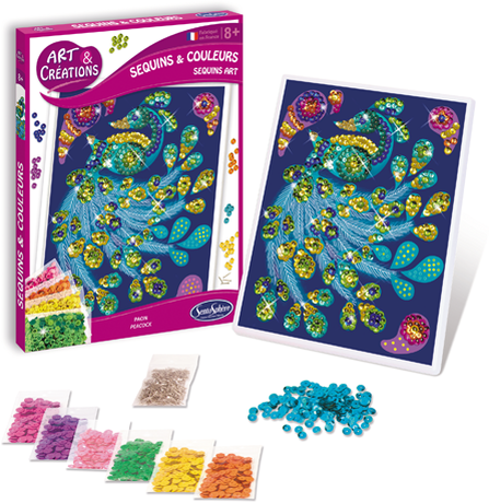Sentosphère craft set peacock mosaic with sequins for children