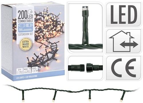 Home & Styling Christmas lights cluster connectable 200 LED warm white