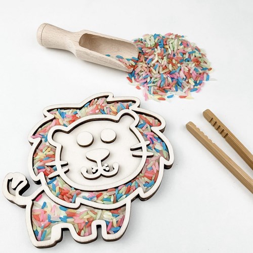FiQ wooden sensory play filling shape Lion 12×13 cm-2