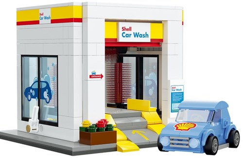 CaDA building set Shell car wash with car - 294 bricks - city life