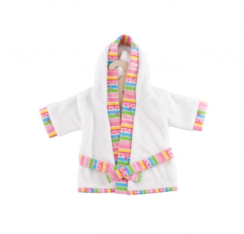 Heless doll bathrobe - bathrobe for doll 28-35cm white pink polyester