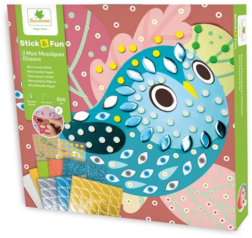 Sycomore toy mosaic craft set birds creative cardboard