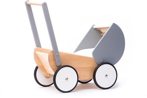 Bajo wooden doll pram - grey wooden toy doll pram-2