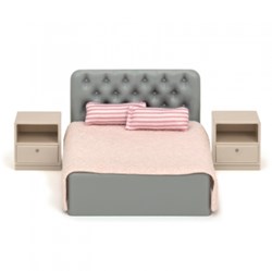 Lundby dollhouse - Bedroom set grey pink toy furniture