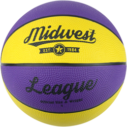Midwest basketball yellow-purple size 3 - rubber ball for indoor and outdoor