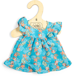BigJigs doll dress blue with shells - summer doll clothing
