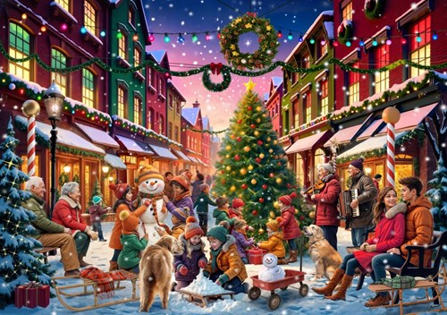 Bluebird Puzzle Christmas jigsaw Christmas Street - 2000 pieces cardboard