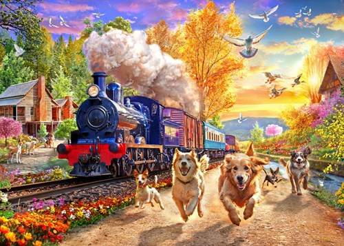 Bluebird Puzzle jigsaw Following The Train - 300 pieces - colorful puzzle fun