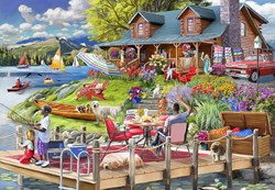 Bluebird Puzzle jigsaw puzzle Lake View Cabin Mountain Time 1000 pieces